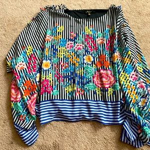 Melissa Paige floral poncho shirt